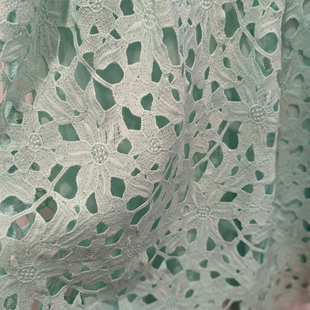 Francesca's Alya Strapless Lace Overlay knee length Mint Green Dress Size Small - Picture 2 of 5